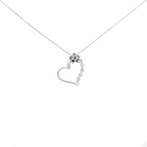K18WG ハート×フラワー ダイヤモンド ネックレス 0.16CT