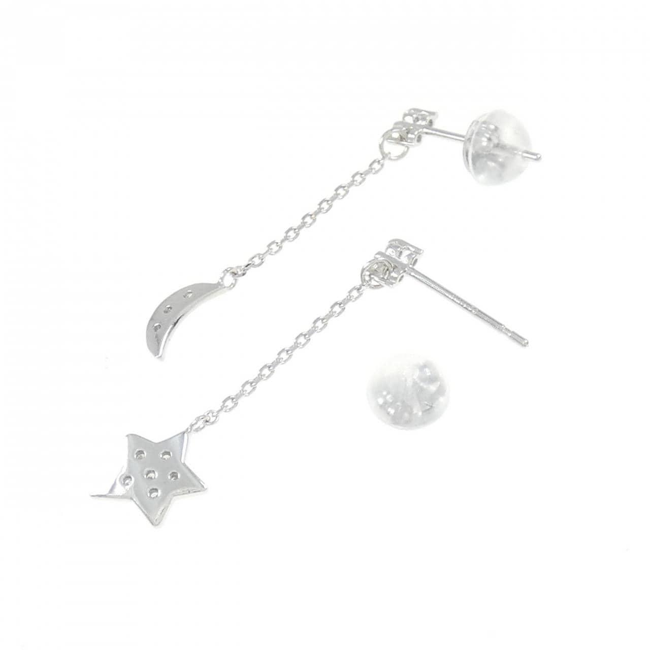 K18WG Moon x Star Diamond Earrings