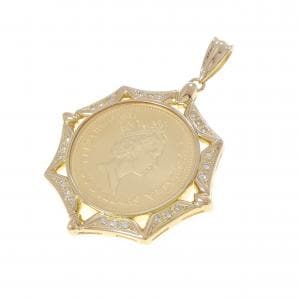 K18YG(枠) ダイヤモンド コイン ペンダント 0.24CT