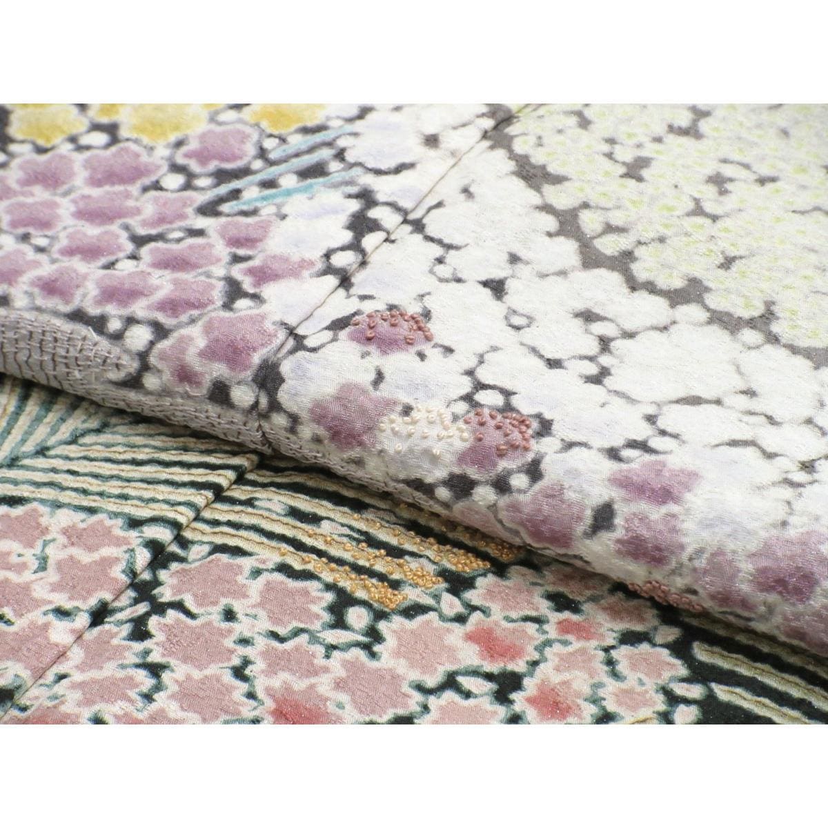 【未使用品】訪問着　銀通し絞り加工　ボカシ染