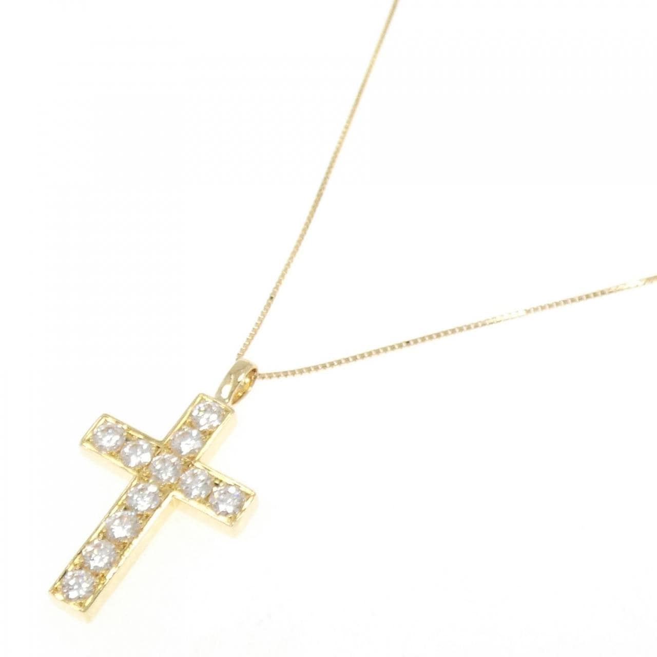 K18YG クロス ダイヤモンド ネックレス 1.17CT