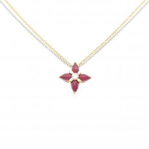 750YG/750WG フラワー ルビー ネックレス 1.39CT