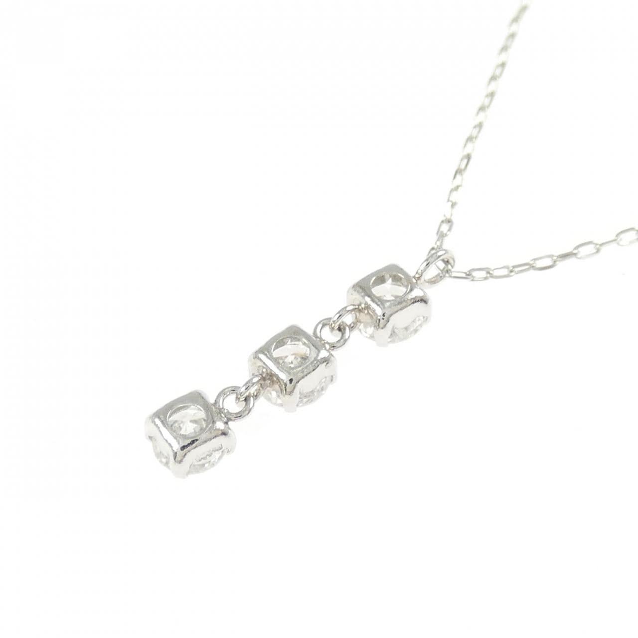 【新品】PT900/PT850 スリーストーン ダイヤモンド ネックレス 0.30CT