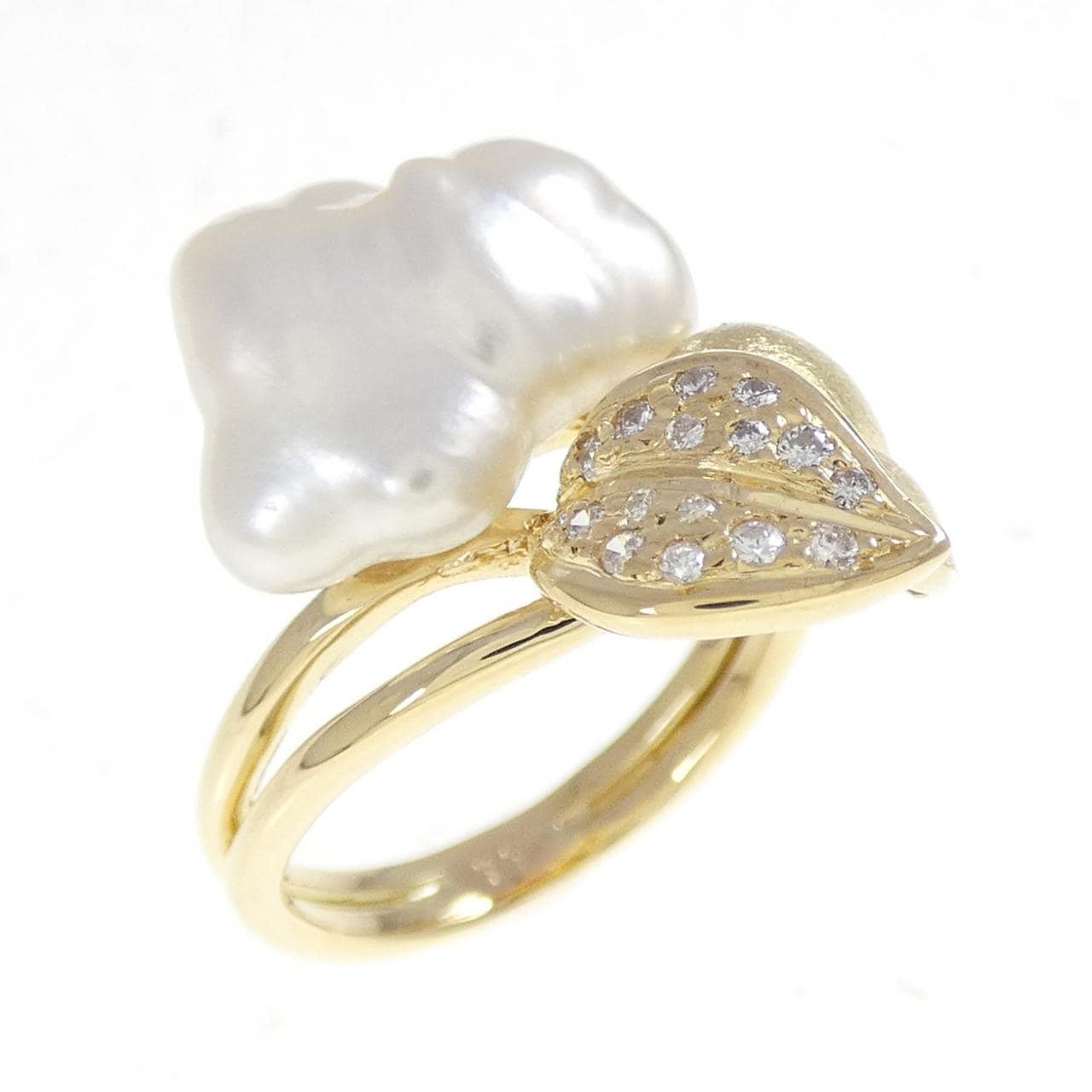 K18YG白蝶珍珠戒指