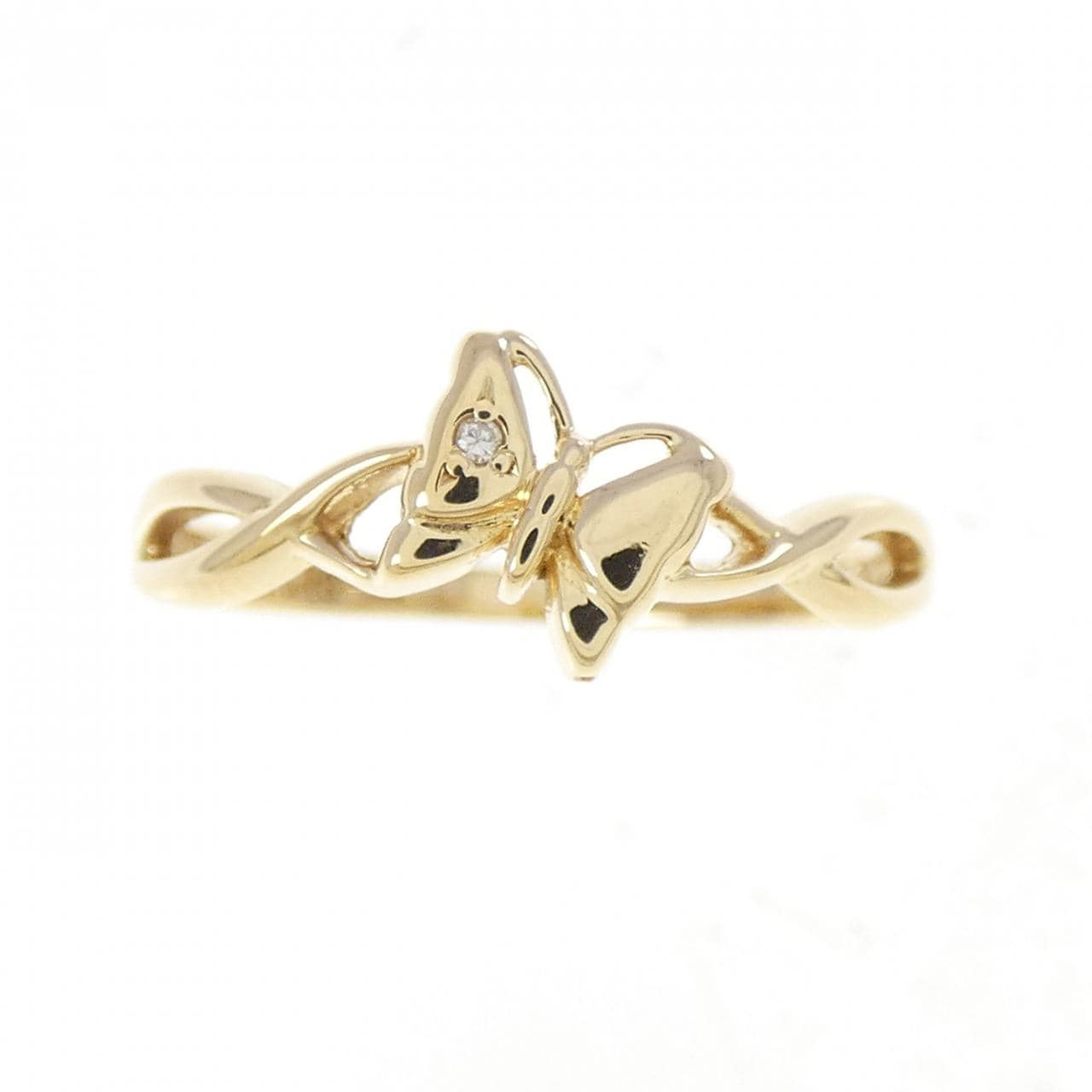 K18YG バタフライ ダイヤモンド リング