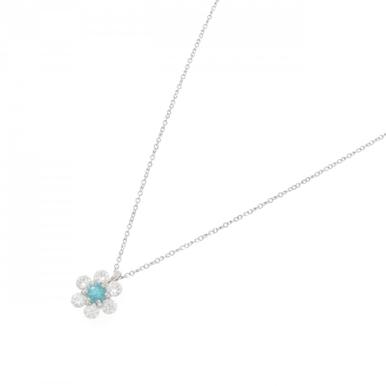PT900/PT850 フラワー パライバトルマリン ネックレス 0.16CT