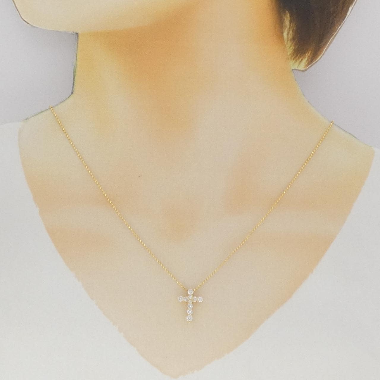 K18YG クロス ダイヤモンド ネックレス 0.50CT