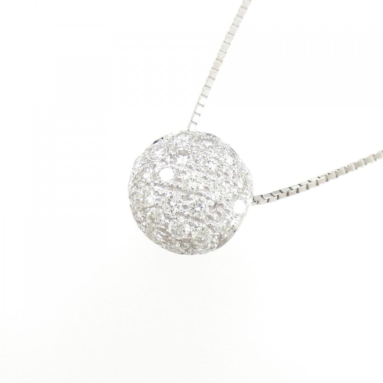 750WG/K18WG Pave Diamond Necklace 0.40CT