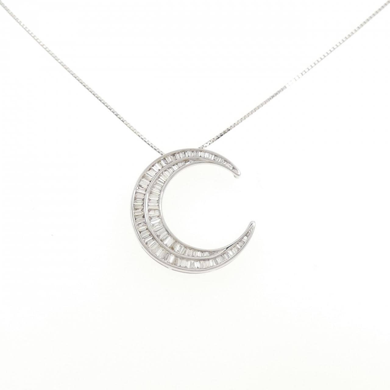 K18WG ムーン ダイヤモンド ネックレス 0.72CT