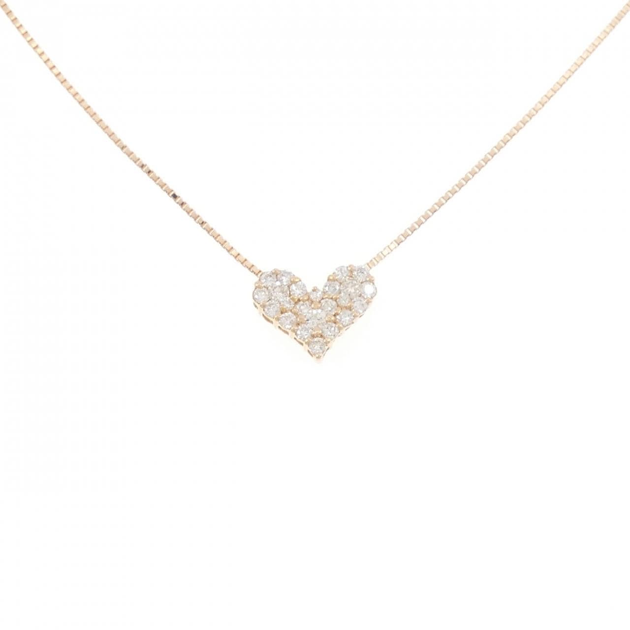 K18PG ハート ダイヤモンド ネックレス 0.30CT
