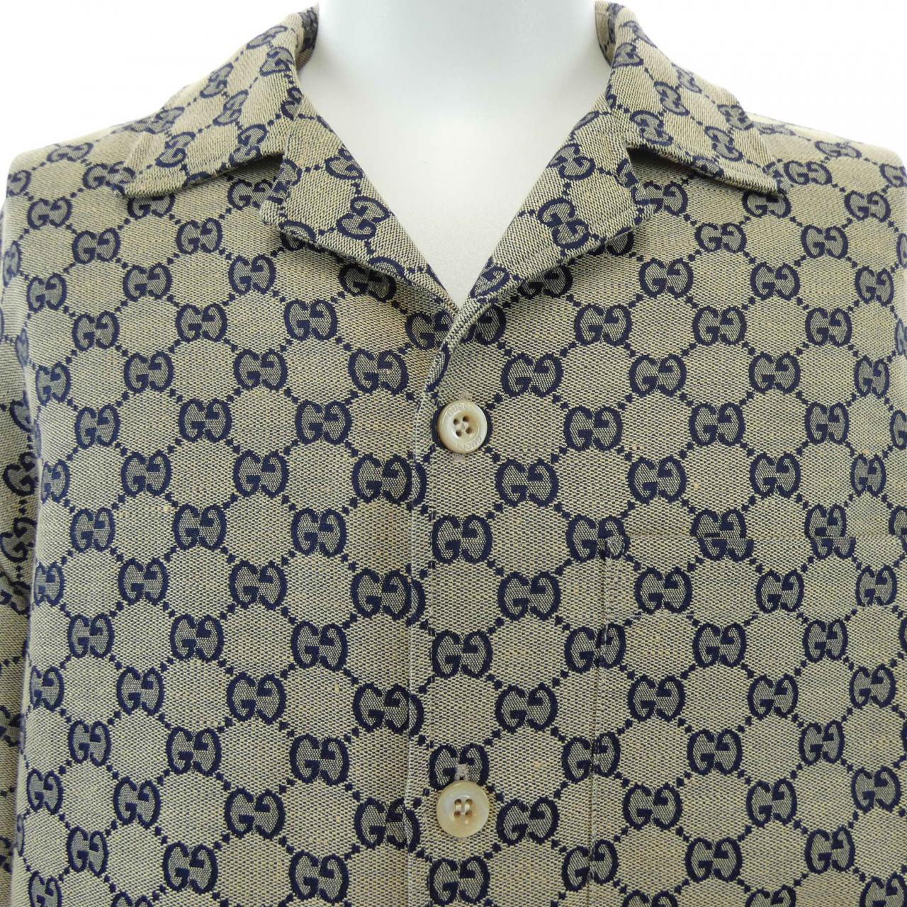 グッチ GUCCI GGリネン ブレンド キャンバス シャツ 742707 ZAM7G S／Sシャツ