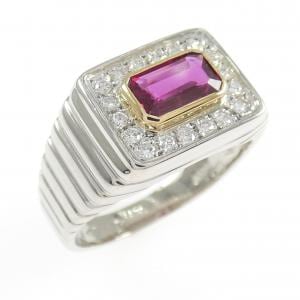 PT900/K18YG ルビー リング 0.67CT