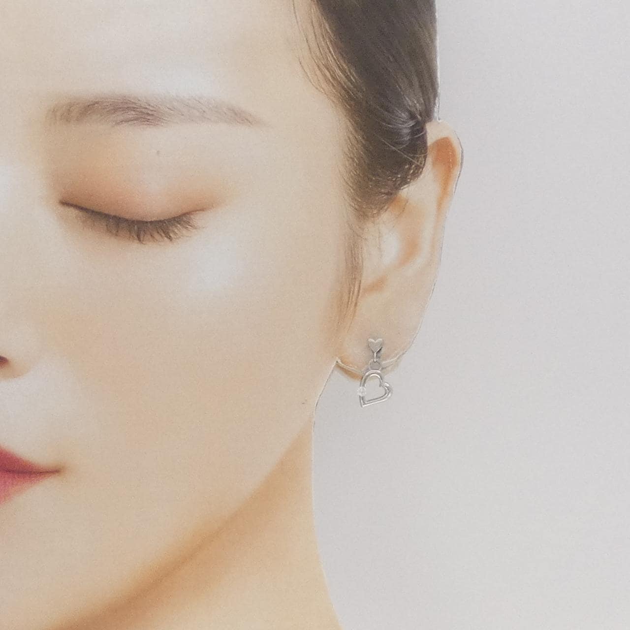 PT900 ハート ダイヤモンド ピアス 0.108CT