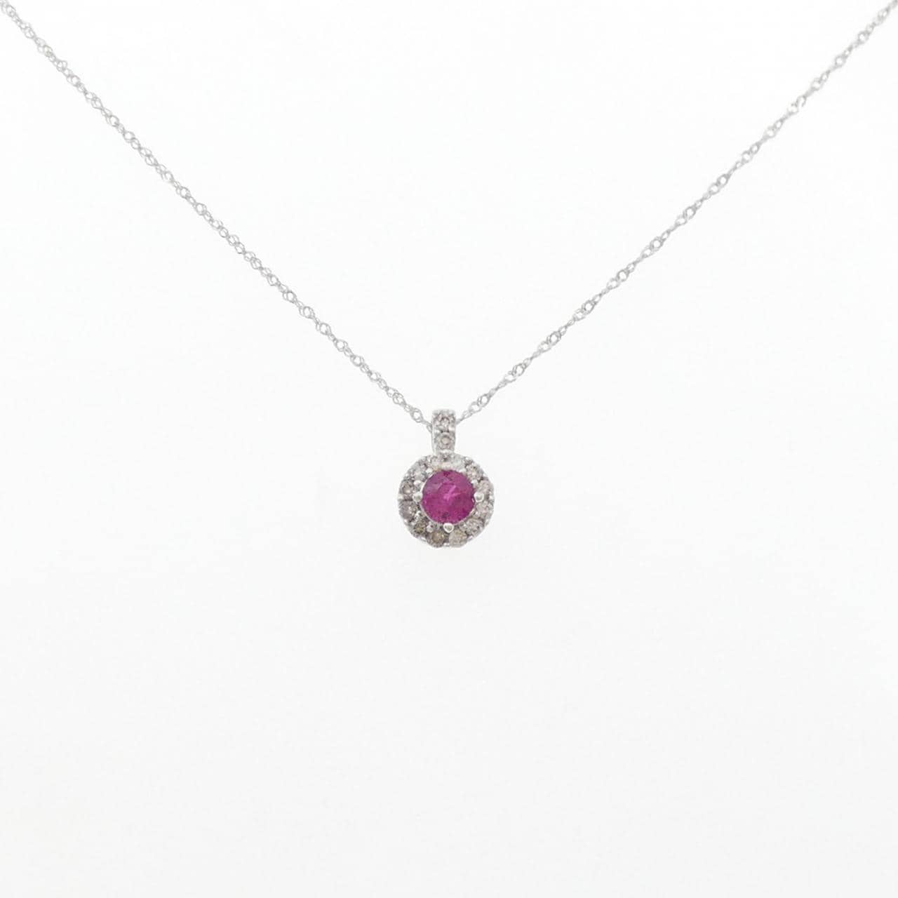 K18WG ルビー ネックレス 0.26CT