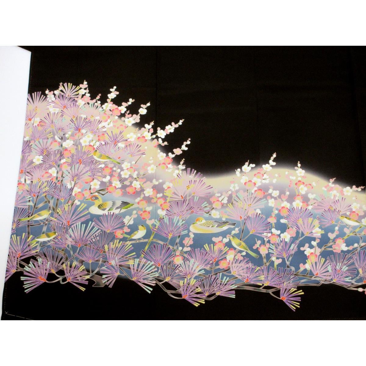 【未使用品】留袖　友禅加工ボカシ染　丸に下り藤　きもの・長襦袢