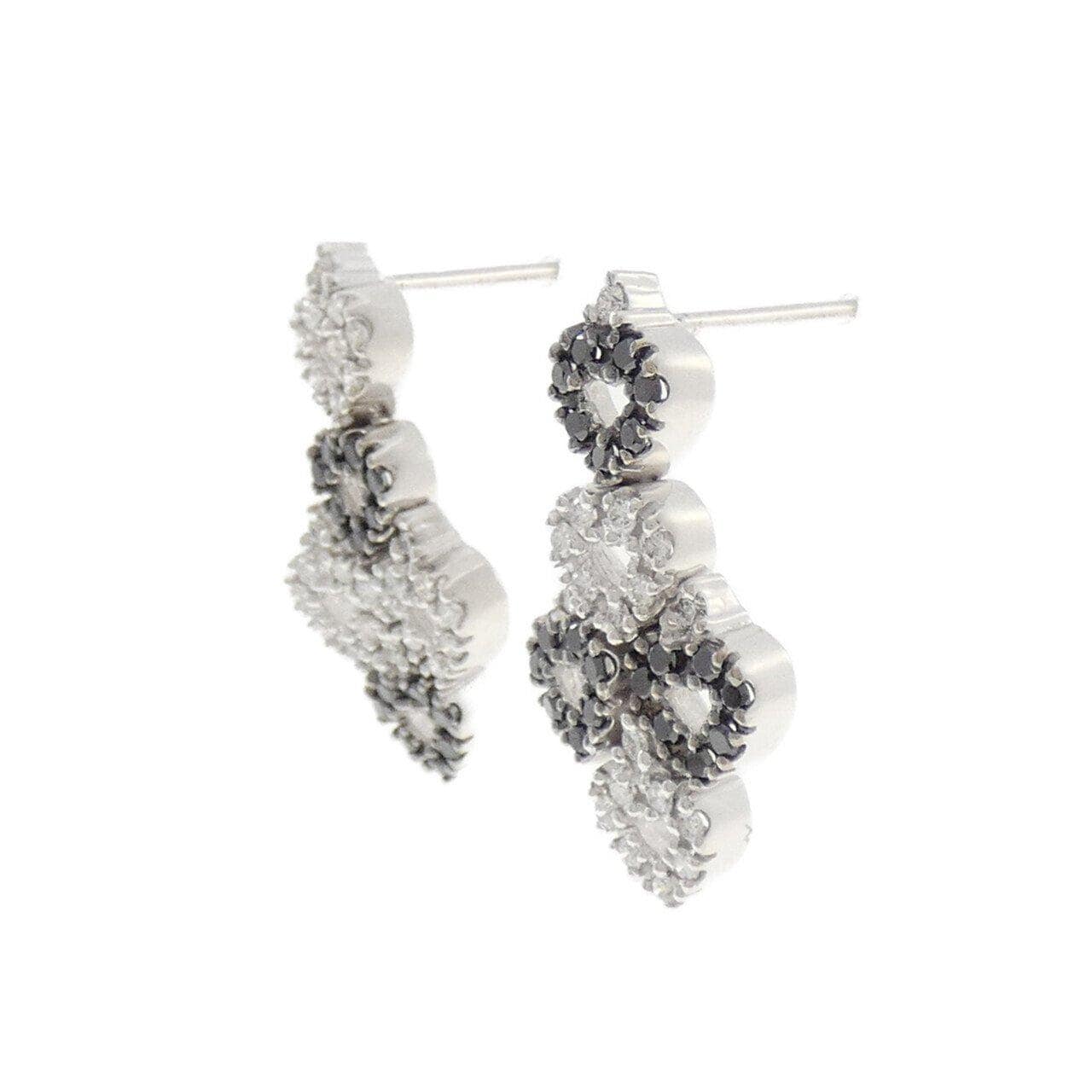 K18WG/K18BG ハート ダイヤモンド ピアス 0.356CT