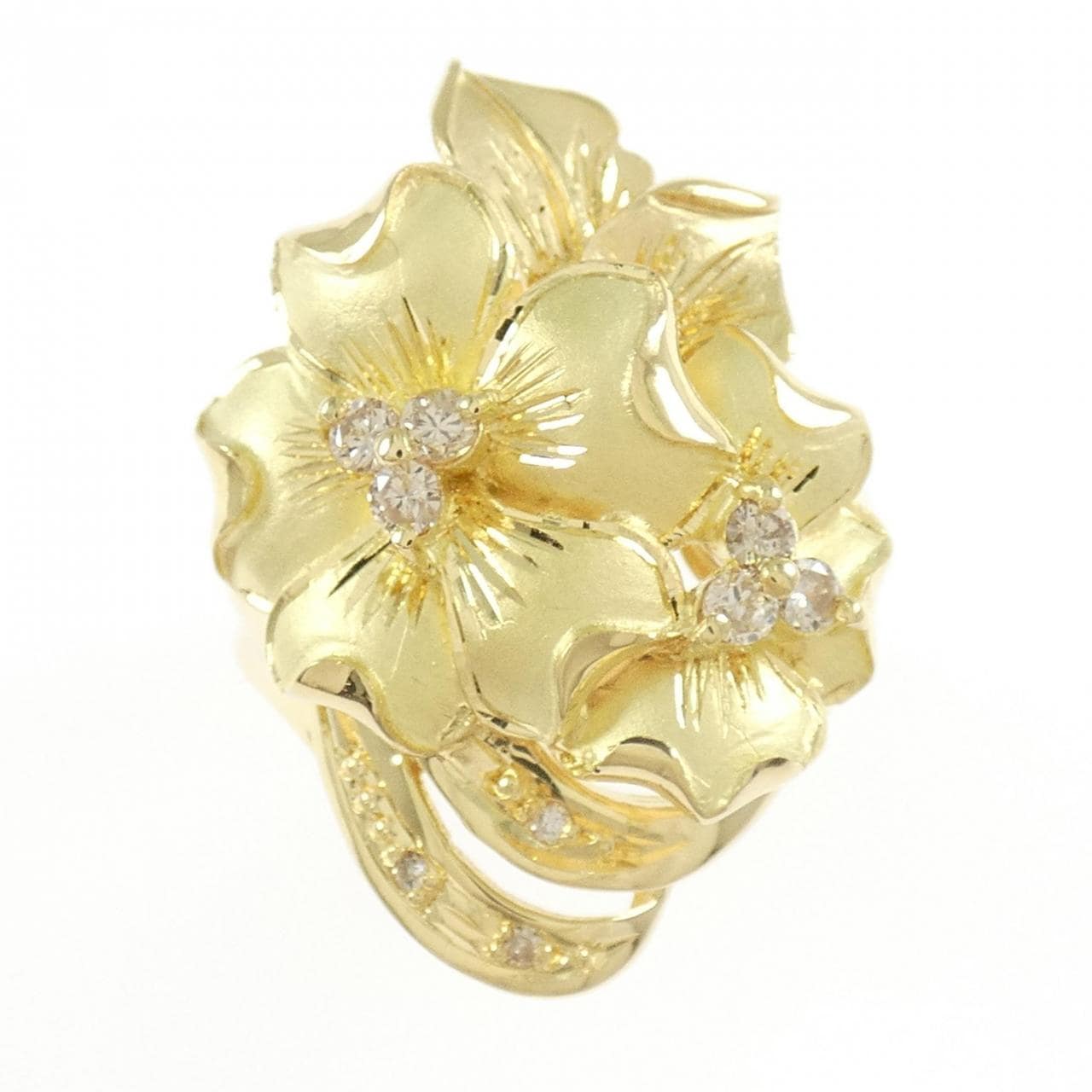 K18YG花朵鑽石戒指0.19CT