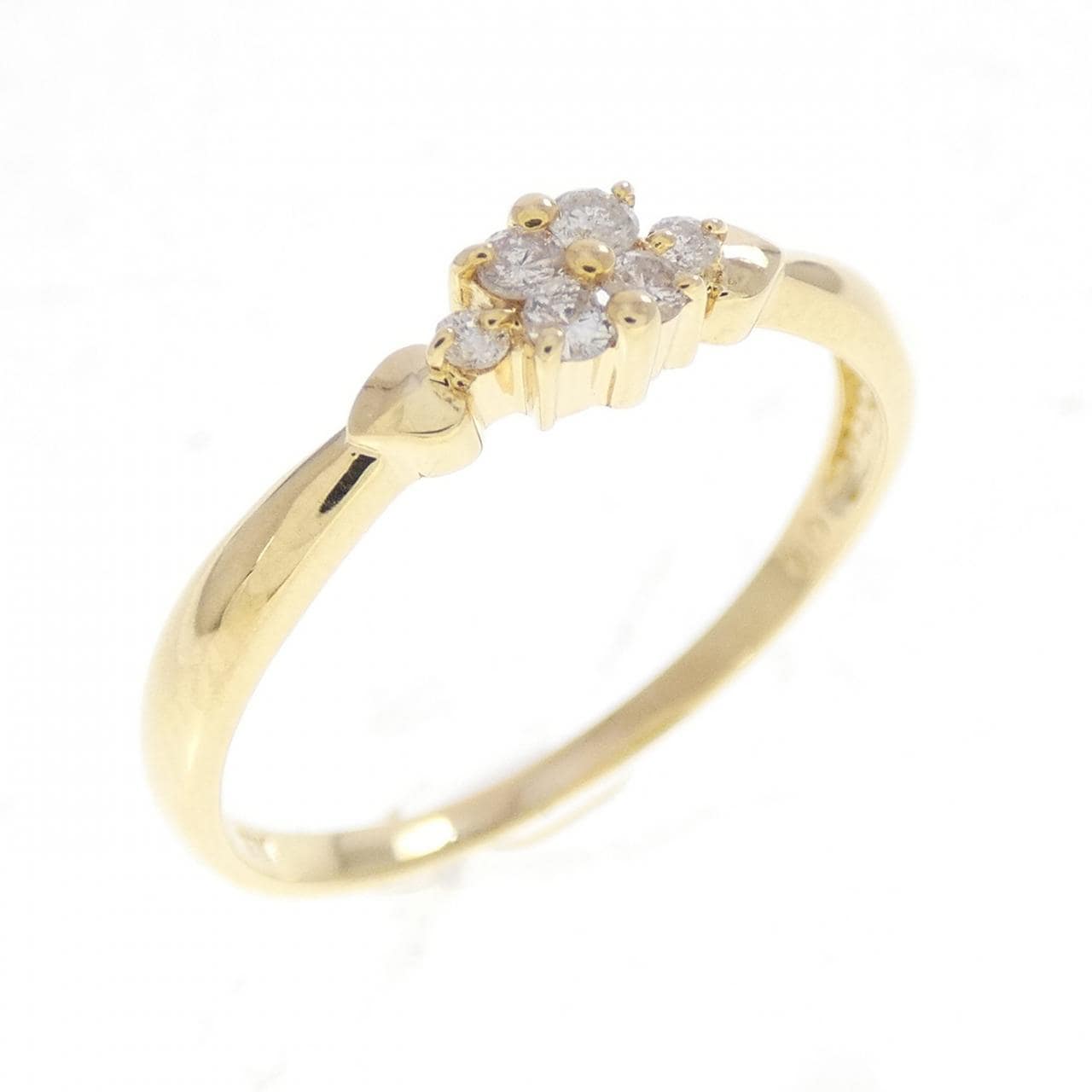 K18YG フラワー ダイヤモンド リング 0.10CT
