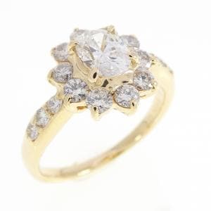 K18YG ダイヤモンド リング 0.505CT F SI2 オーバルカット