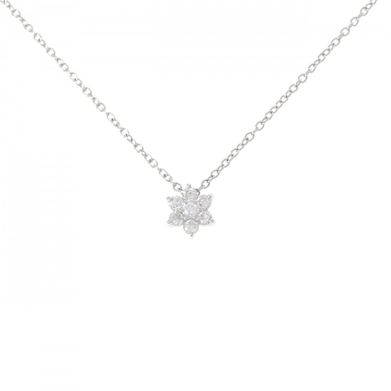 PT900/PT850 フラワー ダイヤモンド ネックレス 0.30CT