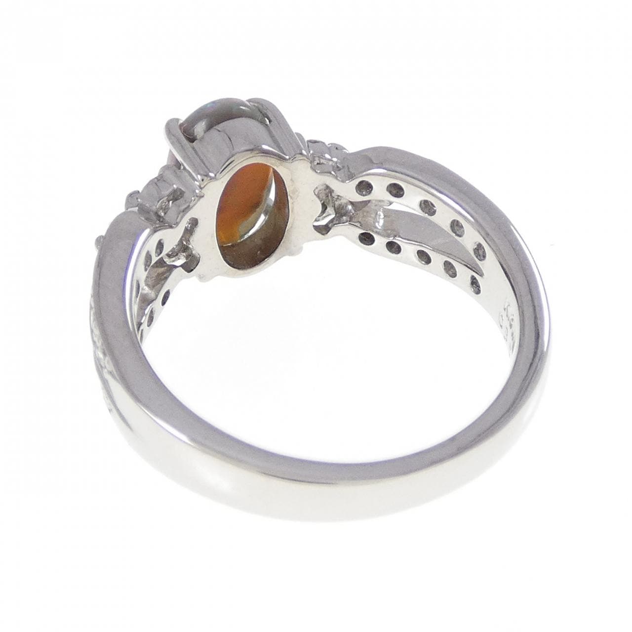 K18WG ブラックオパール リング 0.85CT