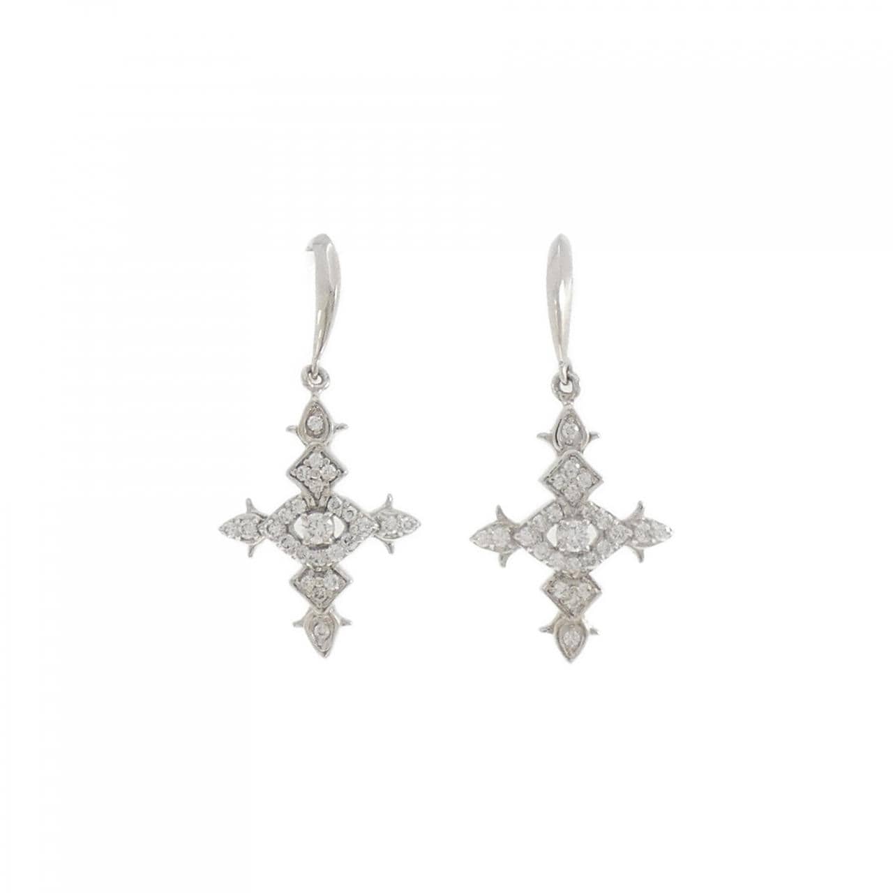PT900 クロス ダイヤモンド ピアス 0.34CT
