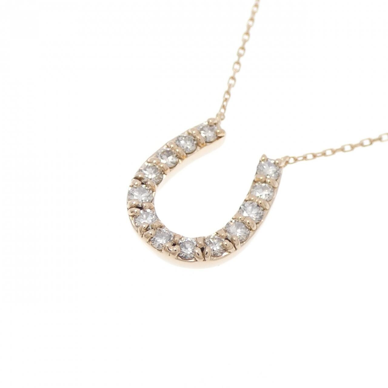 K18PG ホースシュー ダイヤモンド ネックレス 0.32CT