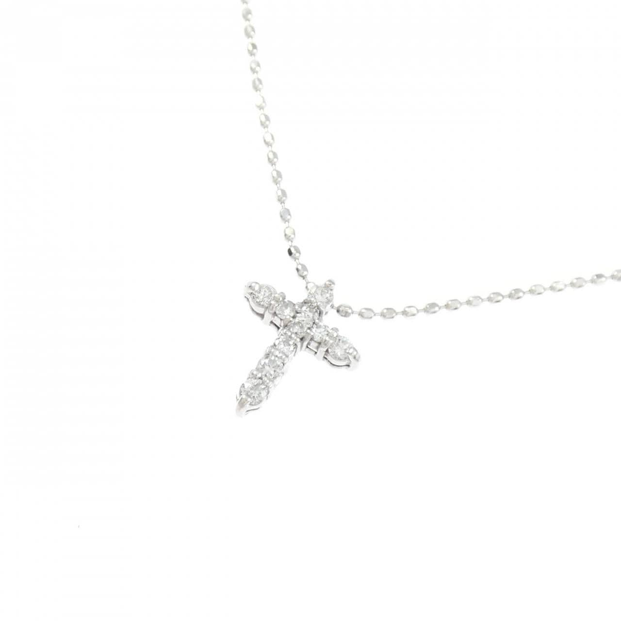 K18WG クロス ダイヤモンド ネックレス 0.10CT
