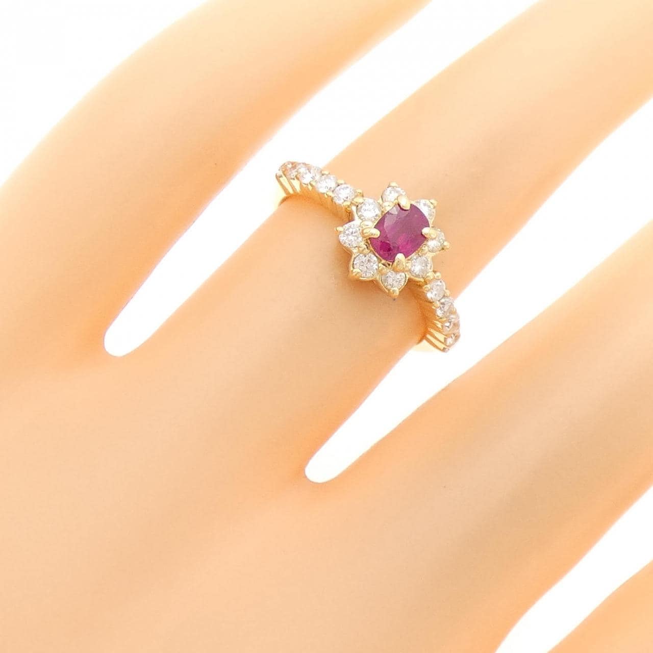 K18YG ルビー リング 0.39CT