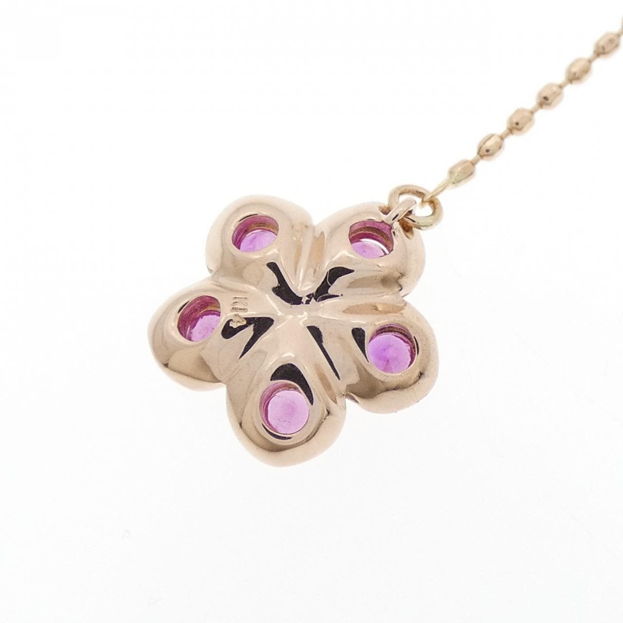 K14PG/K18PG フラワー ルビー ネックレス