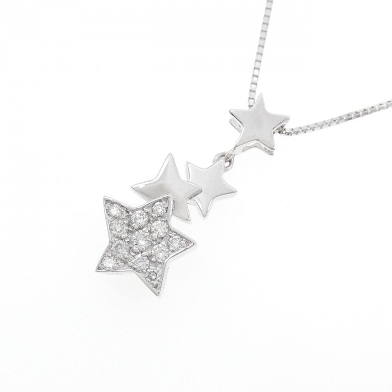 K18WG スター ダイヤモンド ネックレス 0.20CT