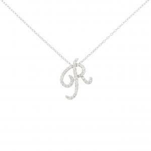 K18WG イニシャルR ダイヤモンド ネックレス 0.30CT