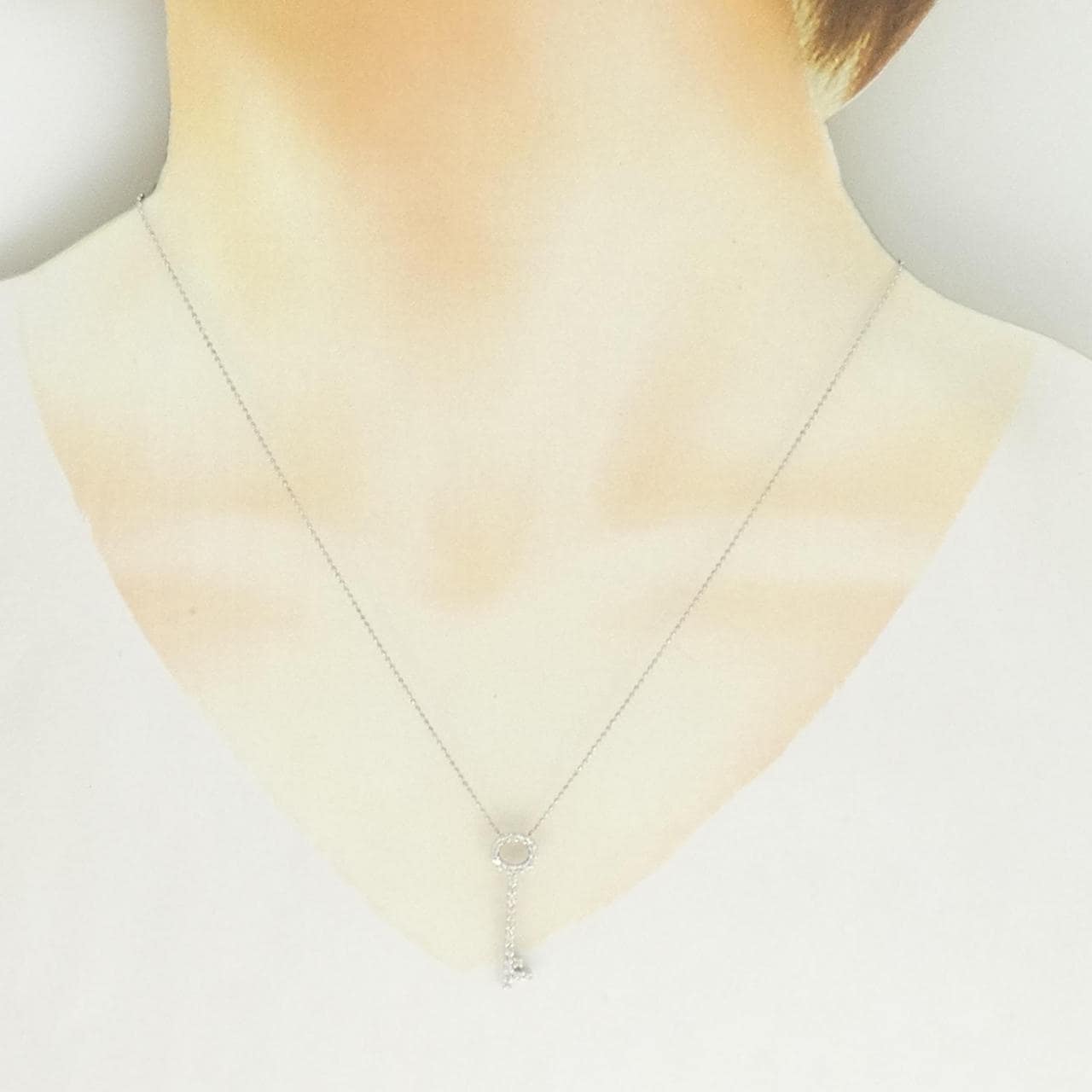 K18WG キー ダイヤモンド ネックレス 0.27CT