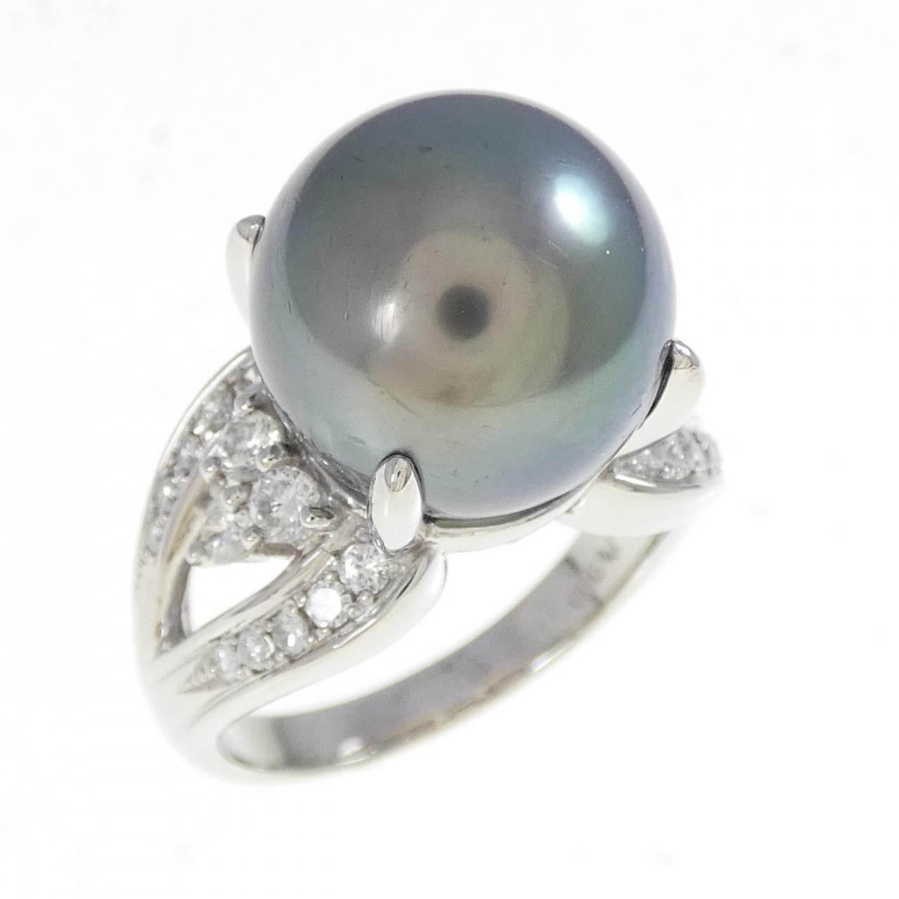 PT900黒蝶珍珠戒指 12.8毫米