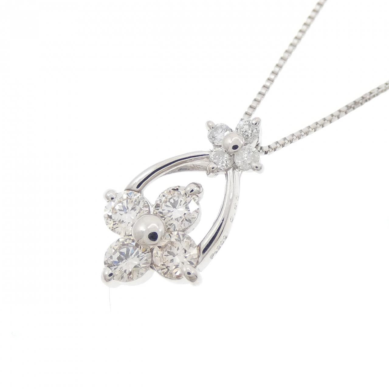 PT900/PT850 フラワー ダイヤモンド ネックレス 0.50CT