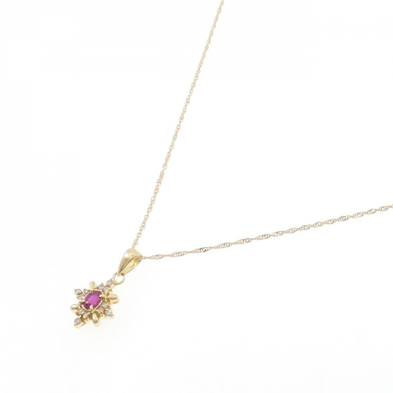 K18YG/750YG Ruby Necklace 0.2CT