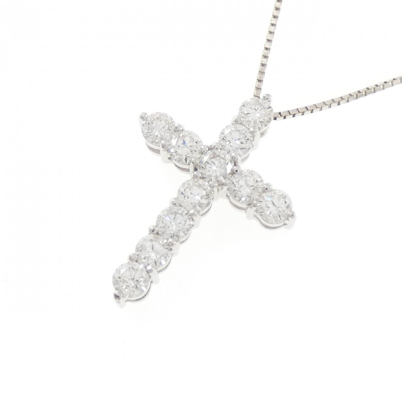 K18WG クロス ダイヤモンド ネックレス 1.00CT