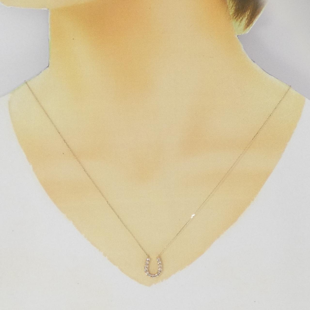K18PG ホースシュー ダイヤモンド ネックレス 0.32CT