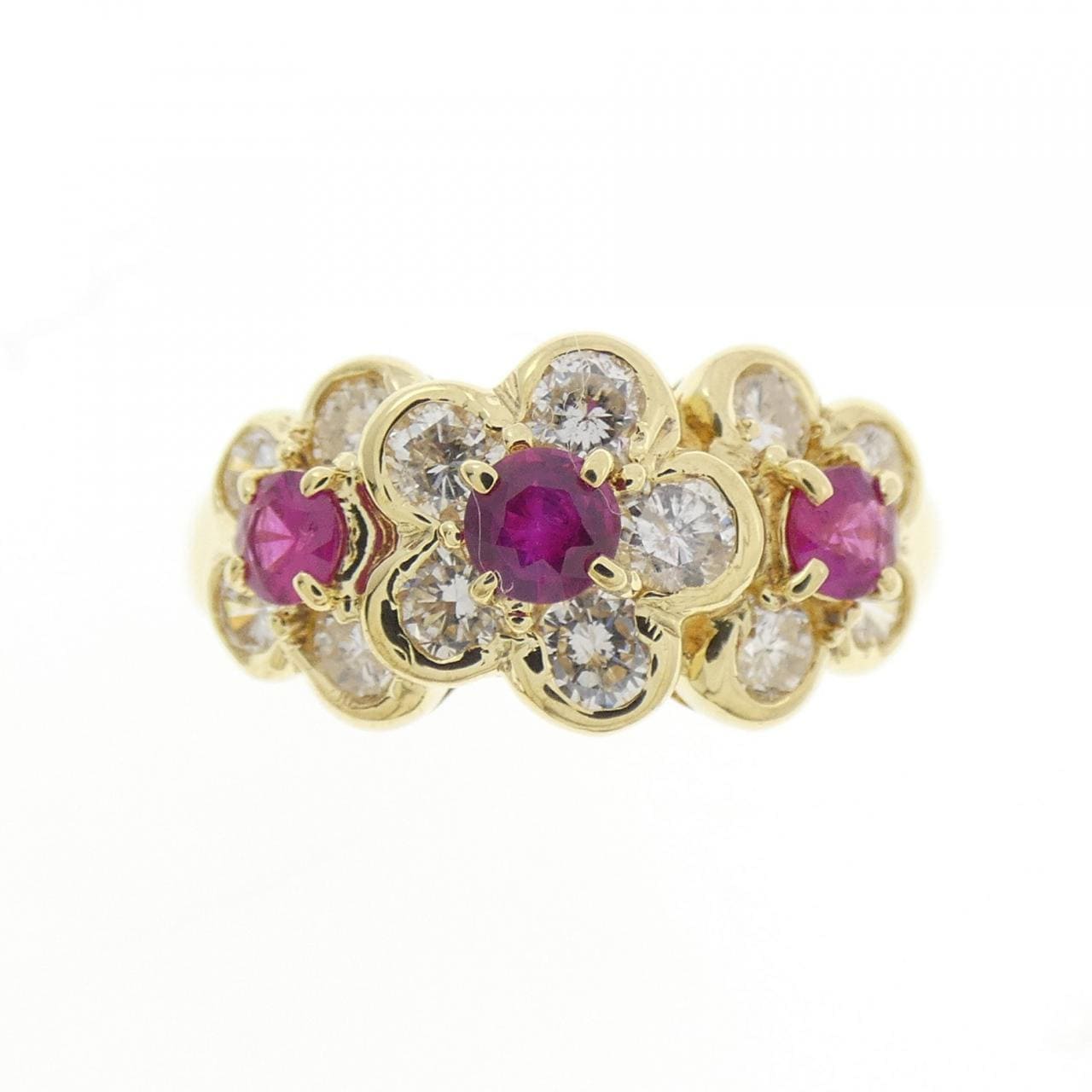 K18YG花朵紅寶石戒指0.40CT