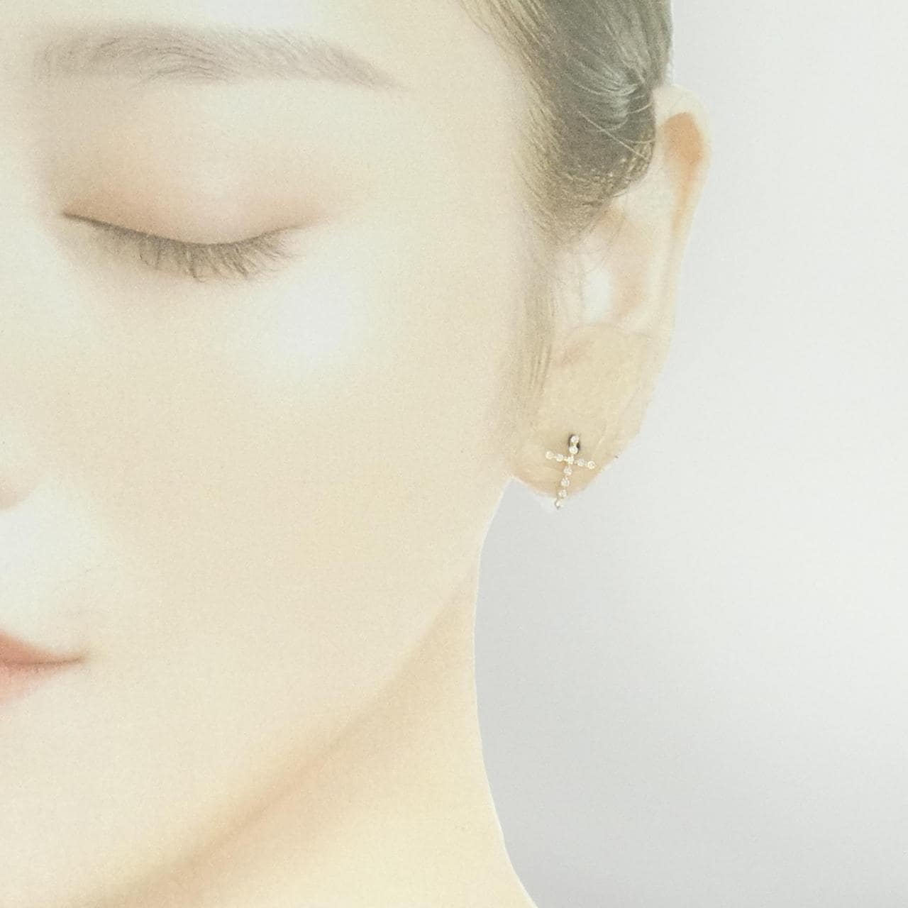 [Remake] K18YG cross Diamond earrings 0.20CT
