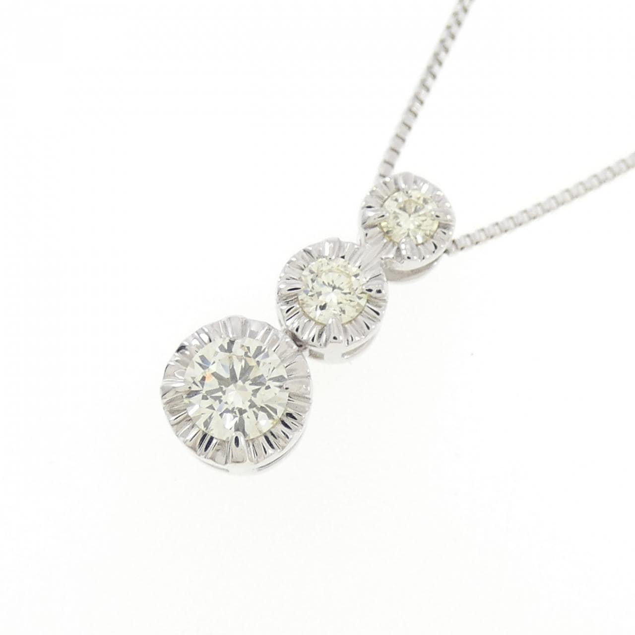 K18WG ダイヤモンド ネックレス 0.25CT