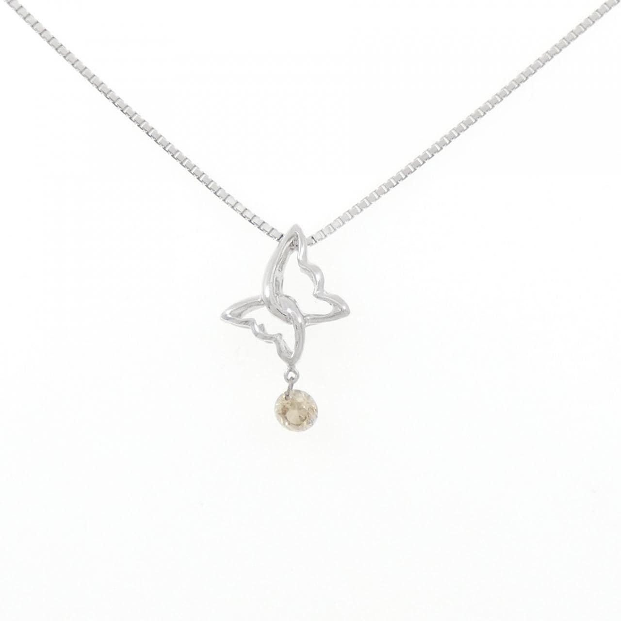 K18WG バタフライ ダイヤモンド ネックレス 0.20CT
