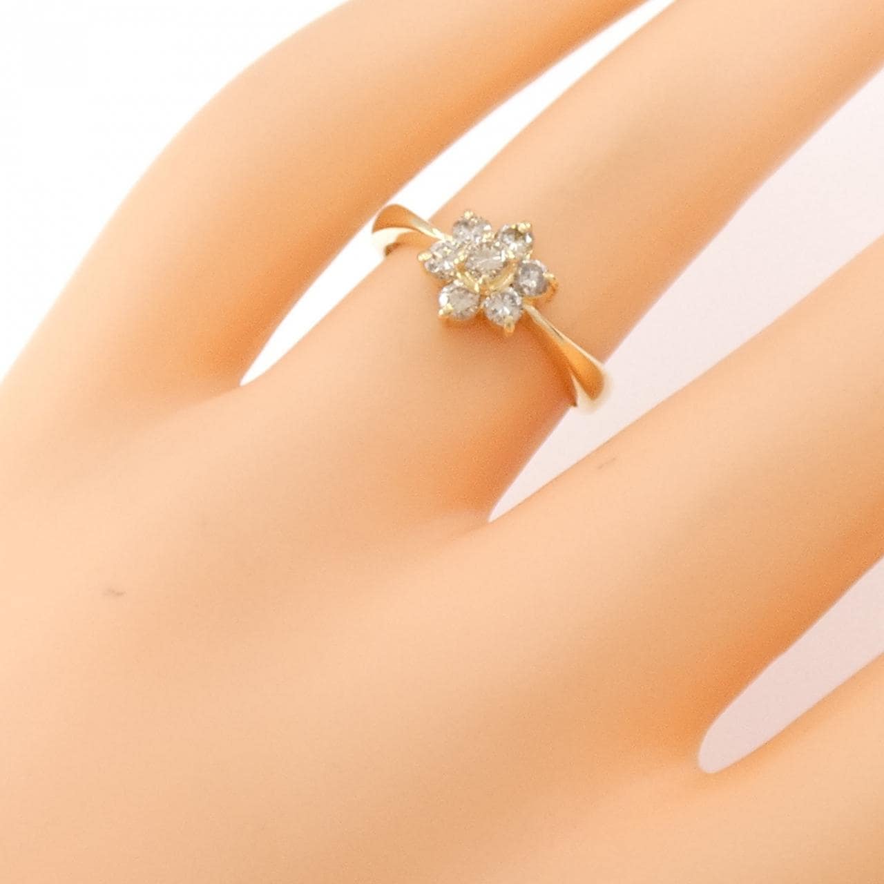 K18YG フラワー ダイヤモンド リング 0.50CT