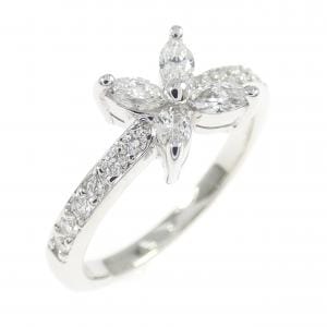 K18WG フラワー ダイヤモンド リング