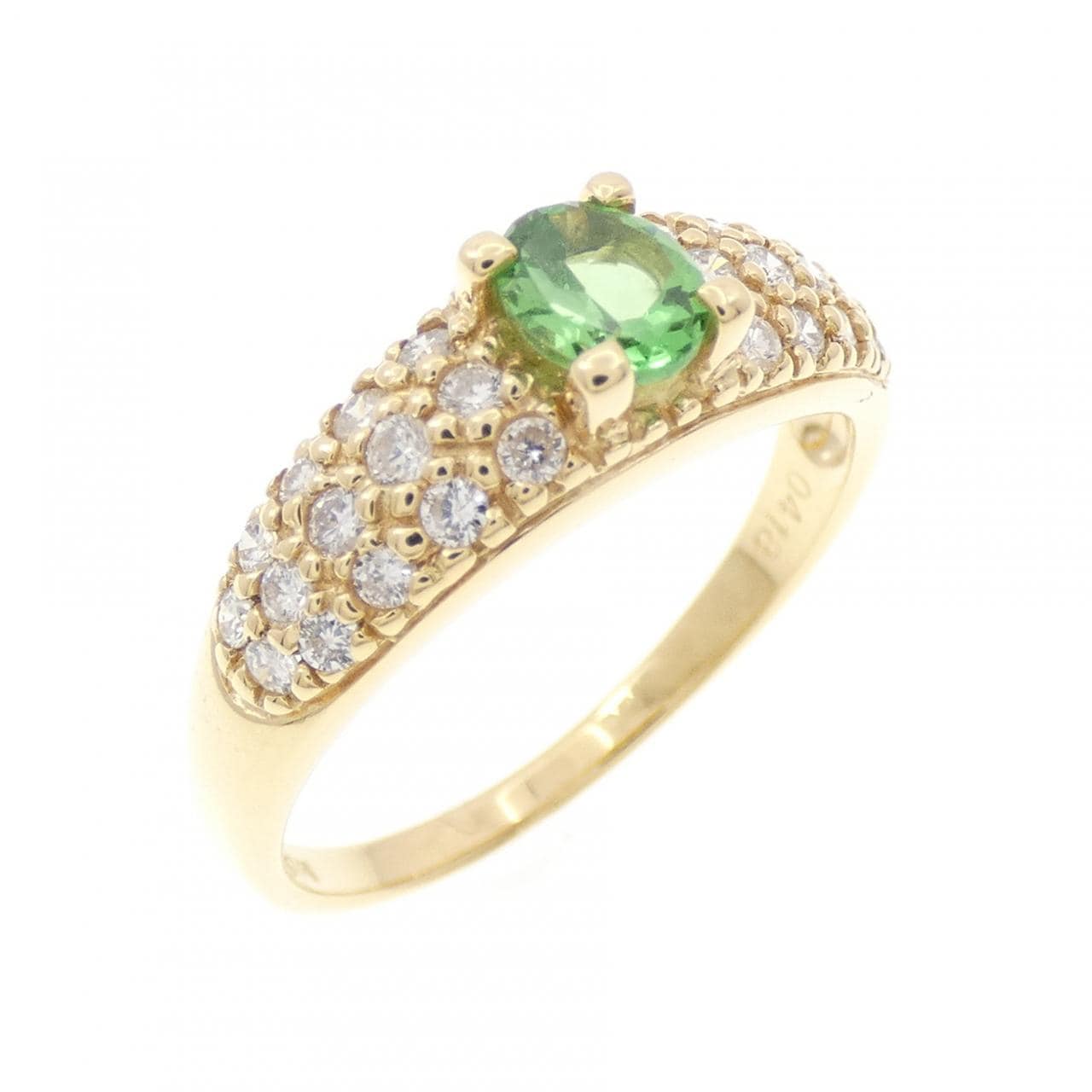 K18YG グリーンガーネット リング 0.418CT