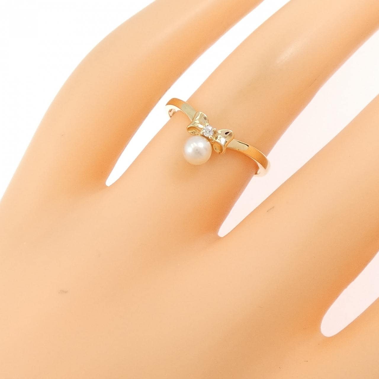 タサキ リボン アコヤパール リング 3.8mm