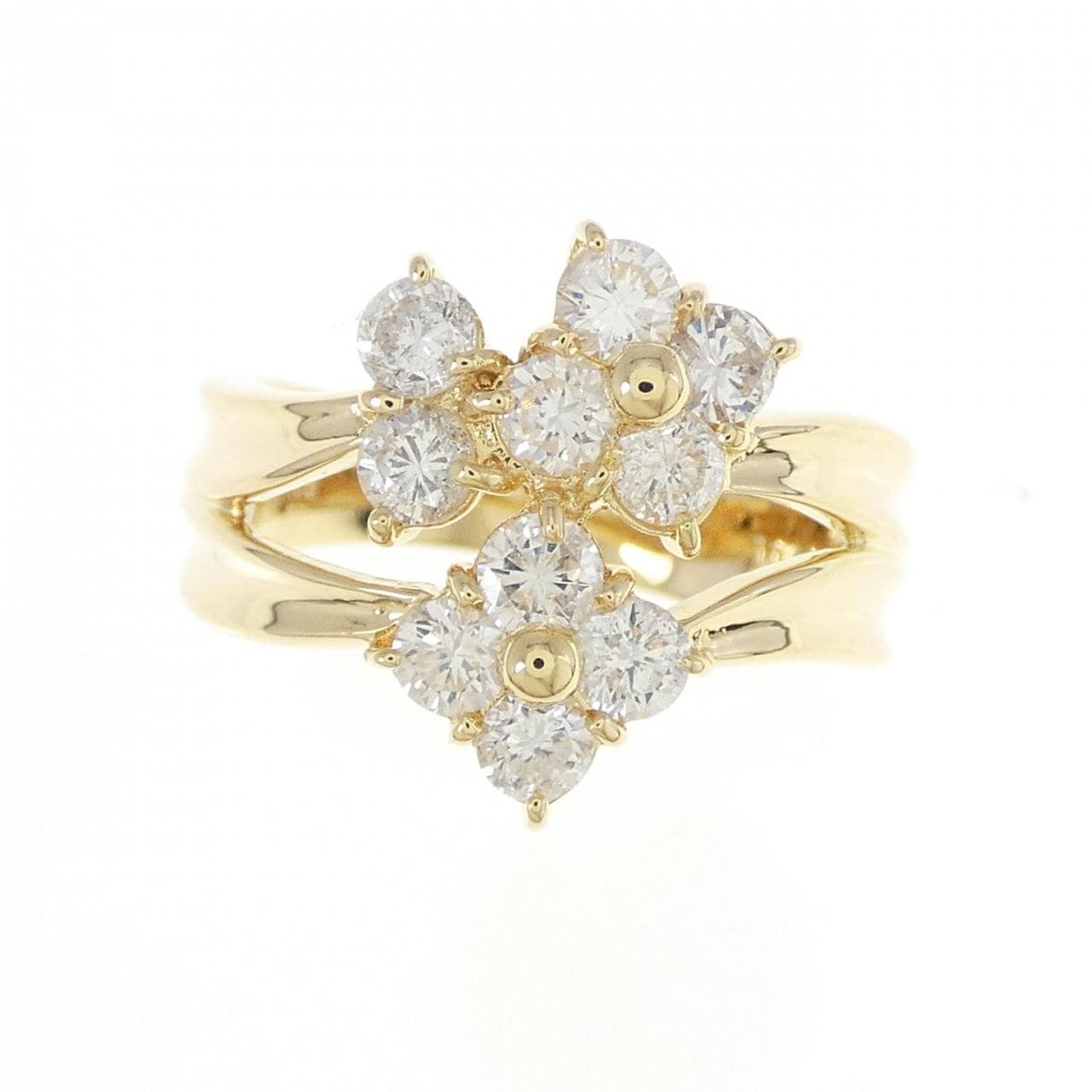 K18YG フラワー ダイヤモンド リング 1.04CT