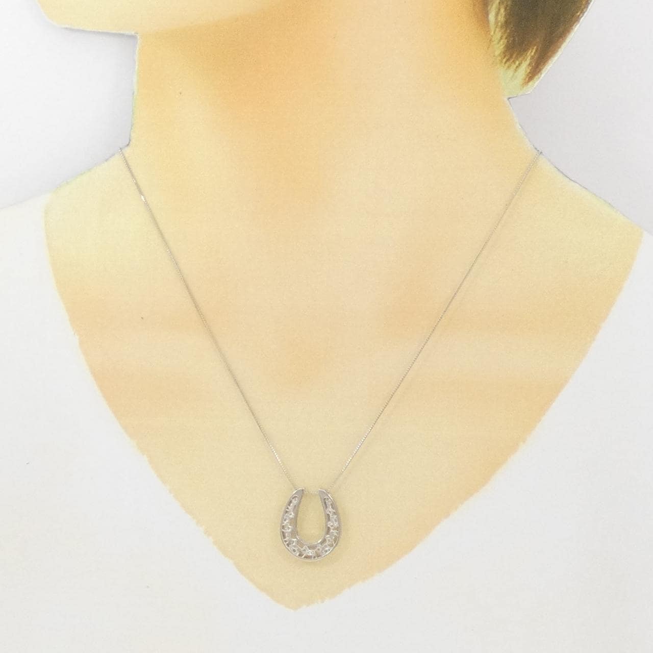 【新品】PT950/PT850 ホースシュー ダイヤモンド ネックレス 0.01CT