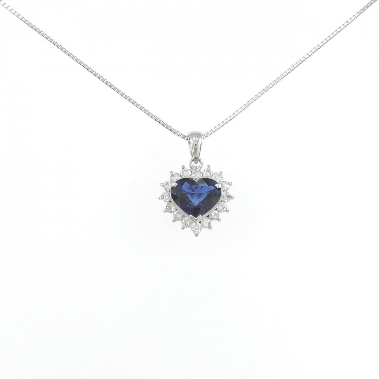 PT900/PT850 ハート サファイヤ ネックレス 1.09CT