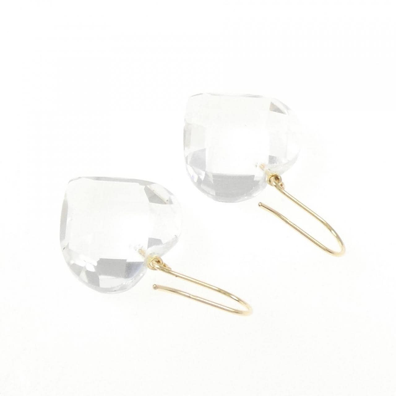 【新品】K18YG ハート クオーツ ピアス